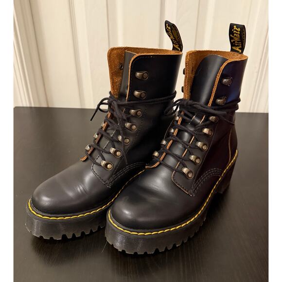 Dr Martens Doc Marten Leona Platform Boot Women 6 Black - Picture 2 of 7